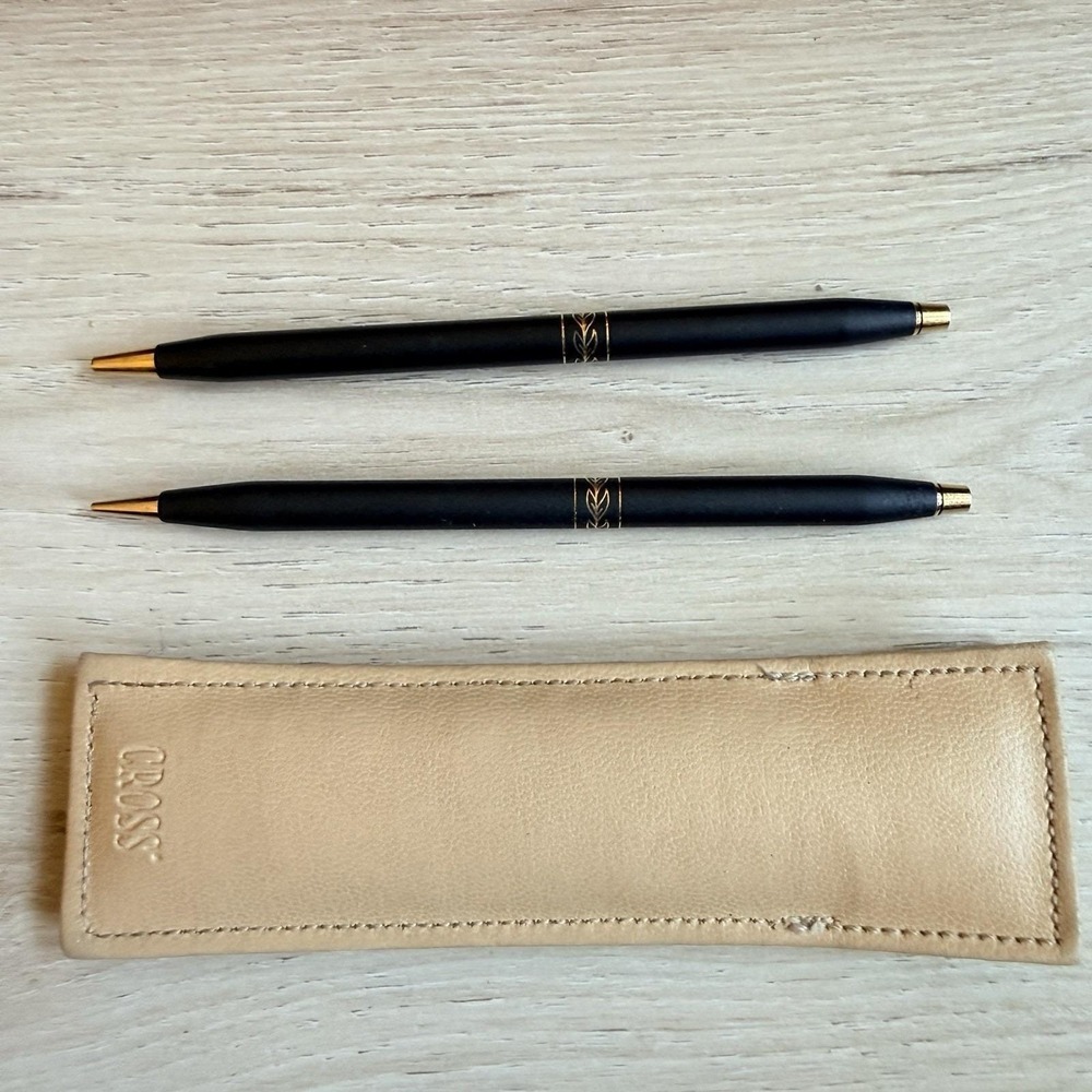 Cross Ladies Century Classic Black Matte With Gold Trim Ballpoint Pen Pencil Set